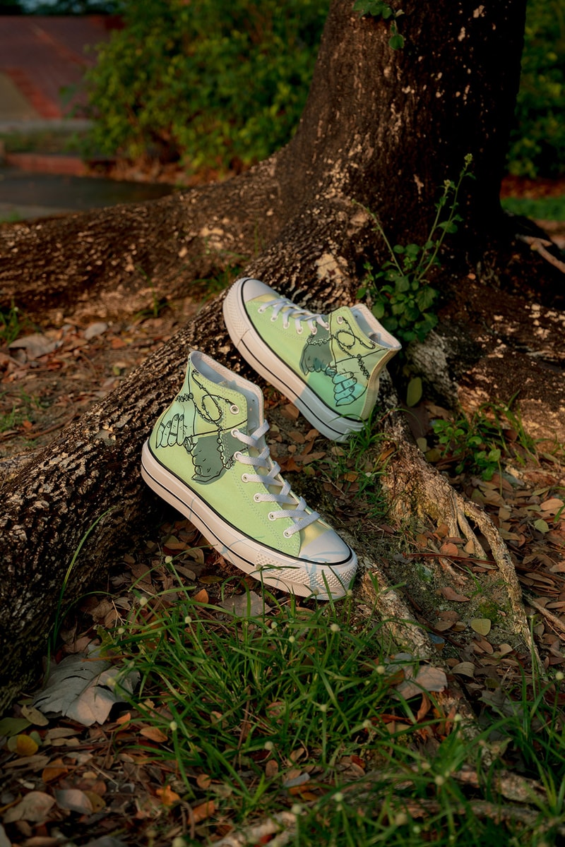 converse by you millie bobby brown pauline wattanodom artist chuck taylor all star high top platform sneakers collaboration green