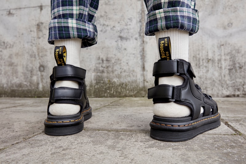 dr martens suicoke sandals collaboration lorsan depa boak black on foot socks heel