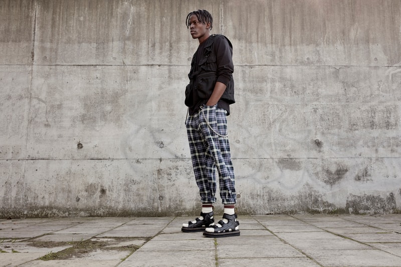 dr martens suicoke sandals collaboration lorsan depa boak black on foot socks pants jacket