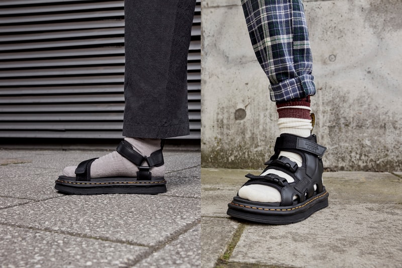 dr martens suicoke sandals collaboration lorsan depa boak black on foot socks