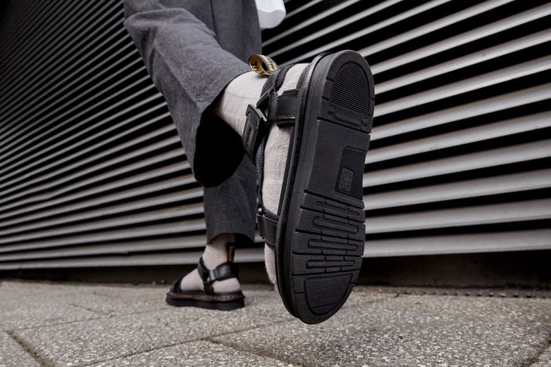 dr martens suicoke sandals collaboration lorsan depa boak black on foot socks heel