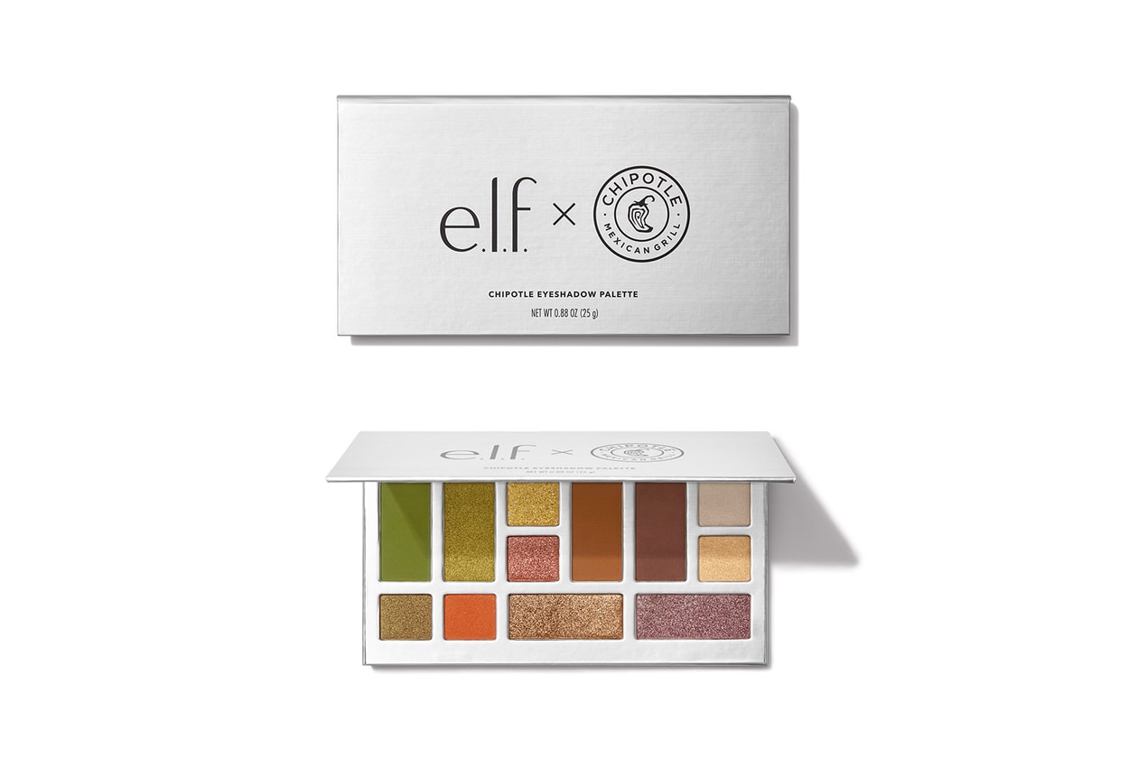 elf cosmetics chipotle collaboration eyeshadow lip gloss makeup sponge bag custom burrito bowl