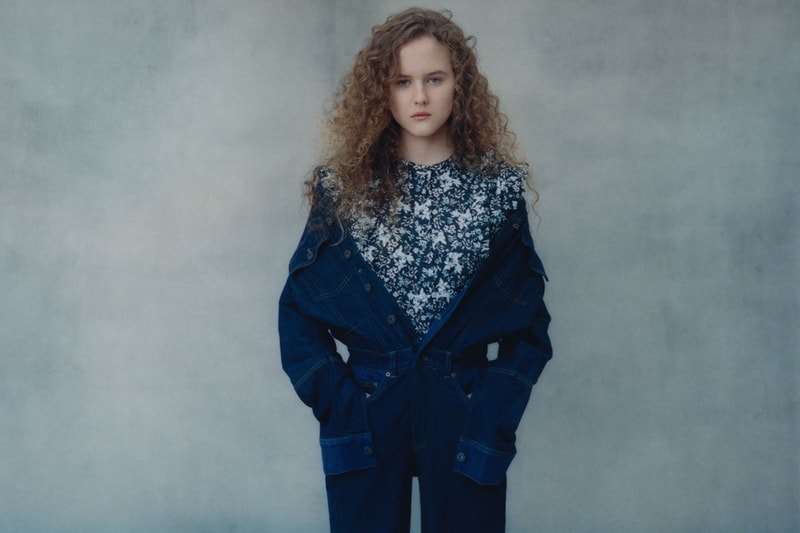 erdem universal standard denim jeans collaboration floral jumpsuit