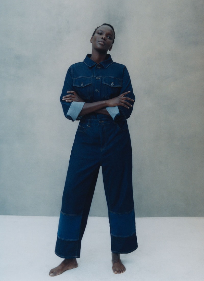 erdem universal standard denim jeans collaboration jumpsuit