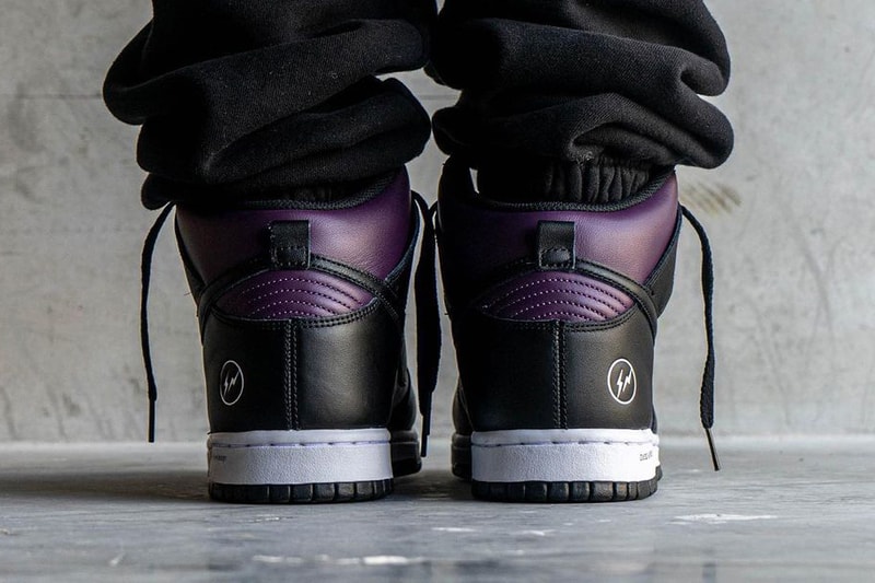 fragment design nike sb dunk high beijing hiroshi fujiwara heel back ankles purple black