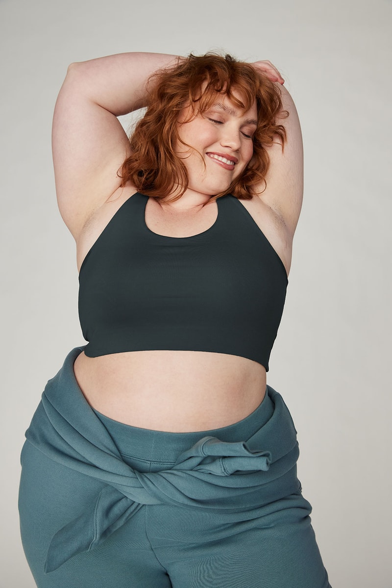 girlfriend collective sweatshirts sports bra joggers blue