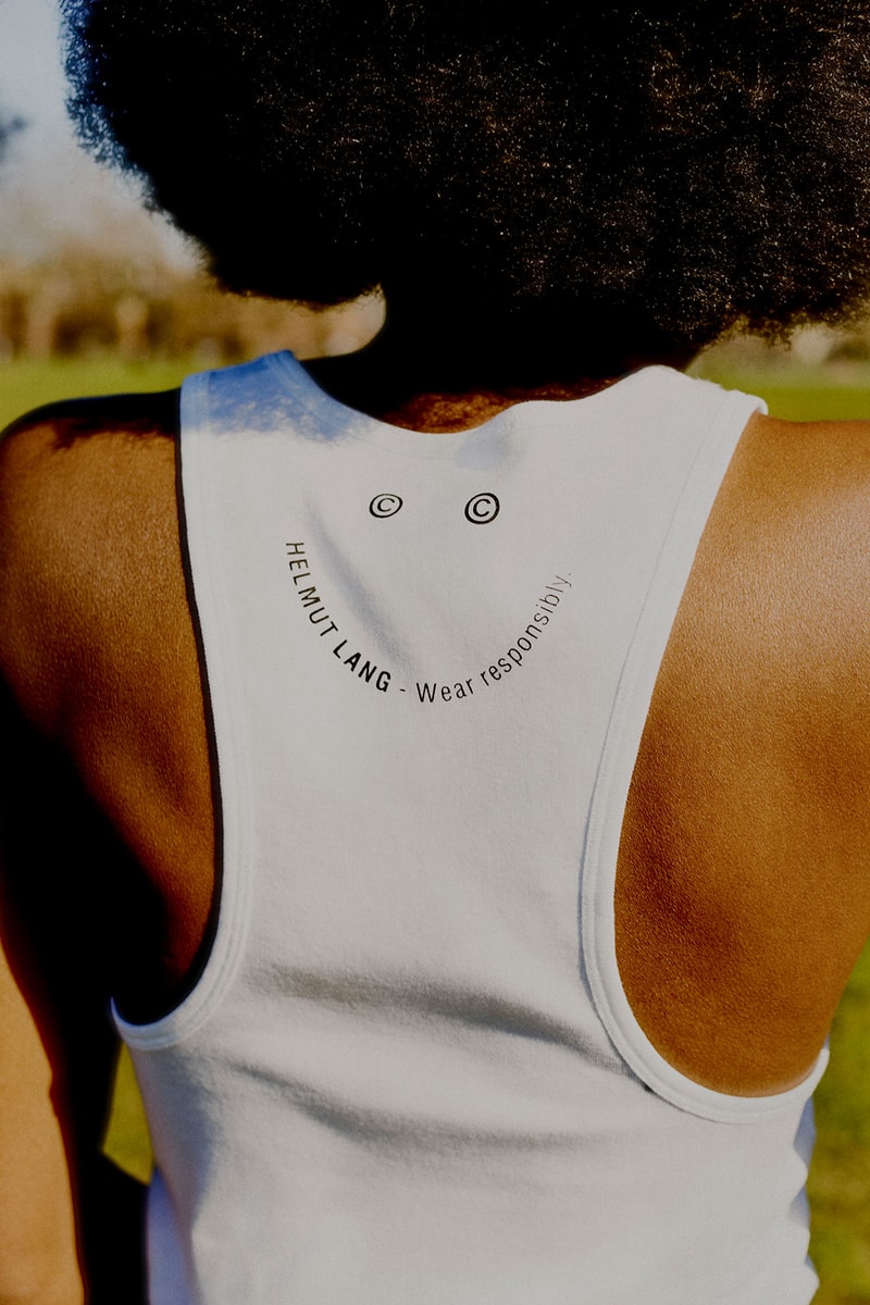helmut lang slogan capsule collection loungewear tank top back smiley