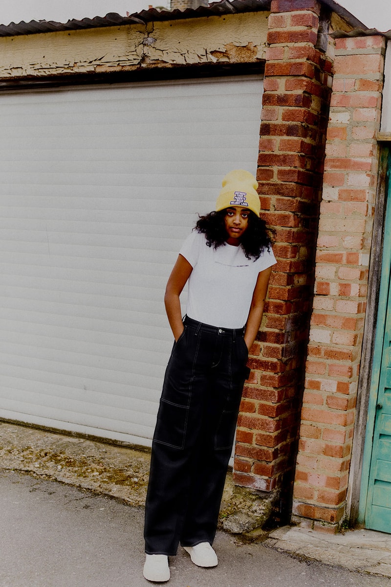 helmut lang slogan capsule collection loungewear t-shirt trousers beanie yellow
