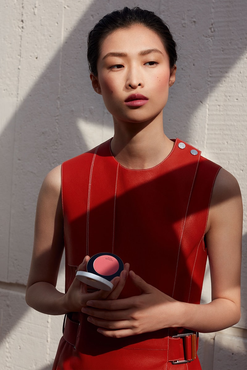 hermes beauty rose makeup blush sunlight model