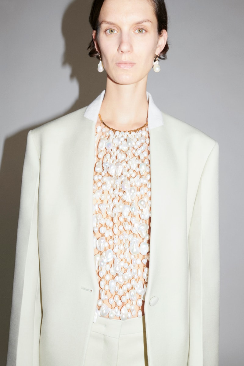 jil sander fall winter womens collection paris fashion week pfw blouse jacket earrings