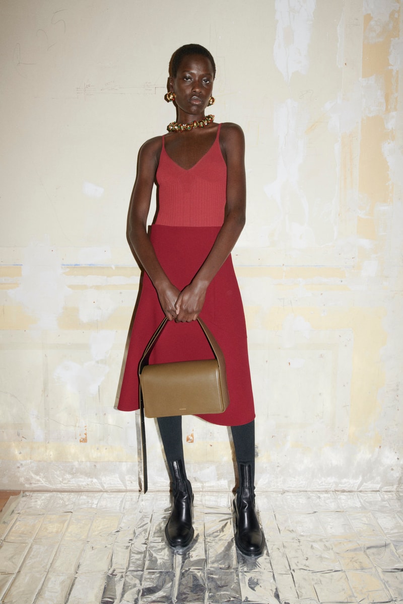 jil sander fall winter womens collection paris fashion week pfw camisole top skirt handbag boots