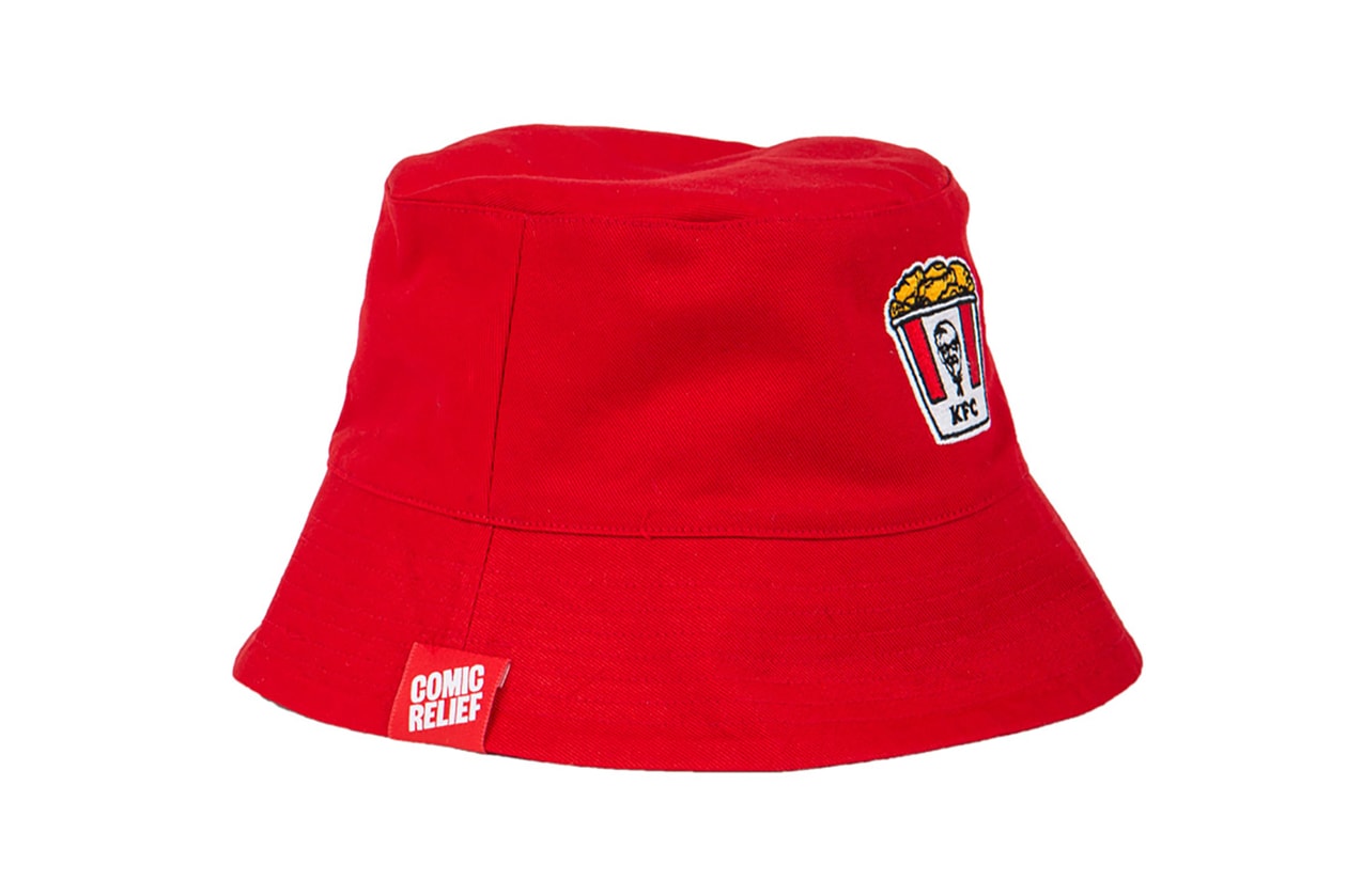 kfc bucket hat kentucky fried chicken foundation comic relief red nose day charity donation uk united kingdom ireland red white