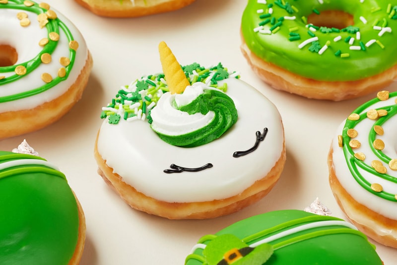 krispy kreme st patricks day luck o donut collection dessert green white frosting