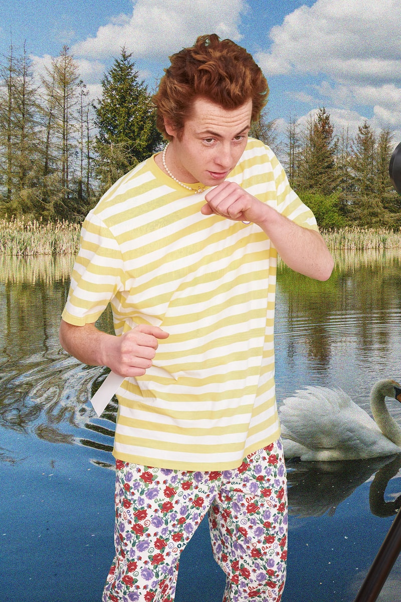 lazy oaf tv summer collection tee t shirt pants yellow stripes floral print