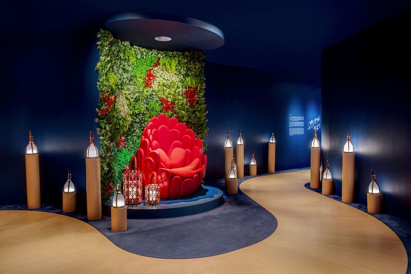 louis vuitton hong kong objets nomades exhibition collectibles entrance red chair