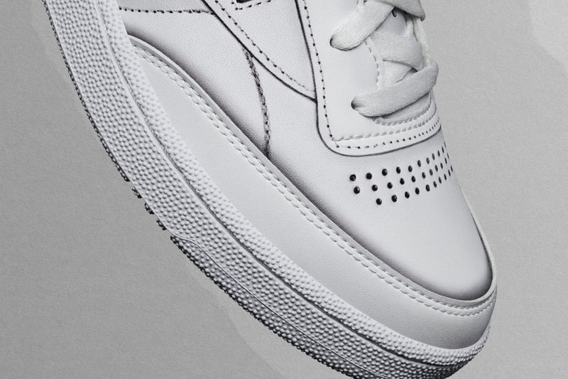 maison margiela reebok club c sneaker collaboration white upper sole details