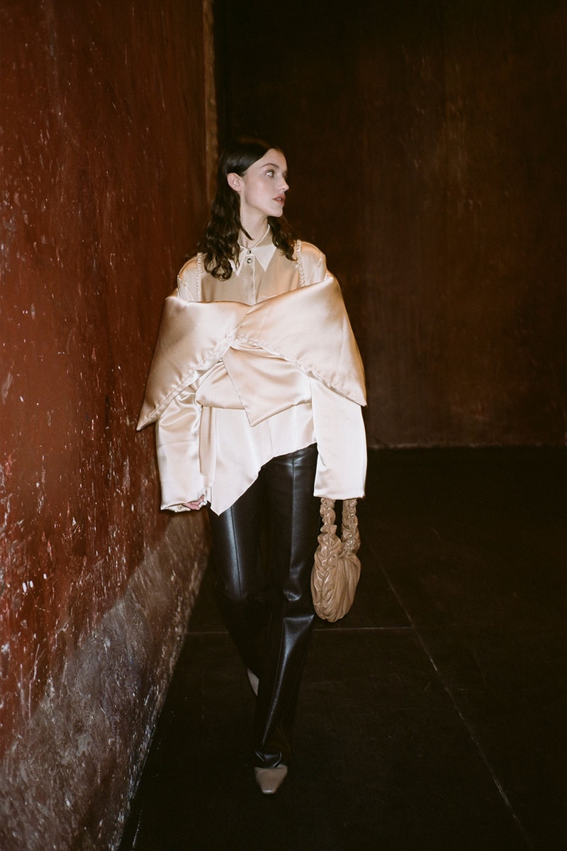 nanushka fall winter fw211 collection lookbook silk padded jacket bag