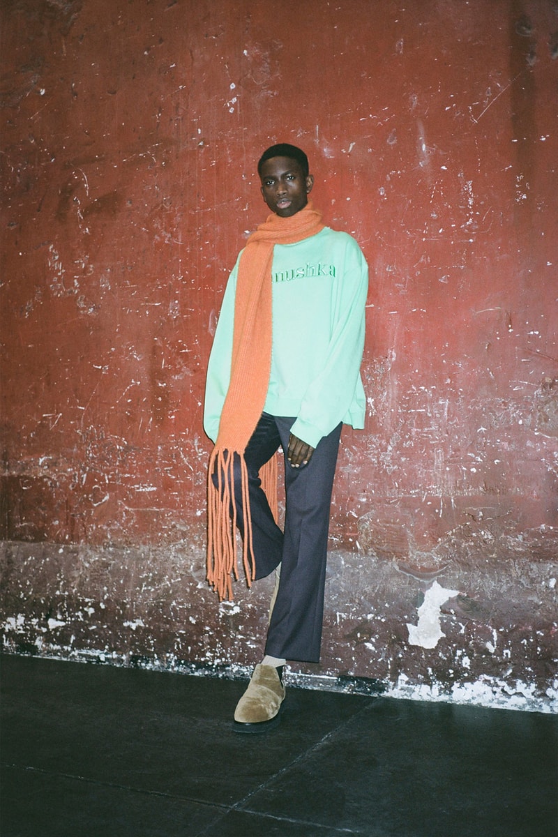 nanushka fall winter fw211 collection lookbook logo sweatshirt scarf trousers