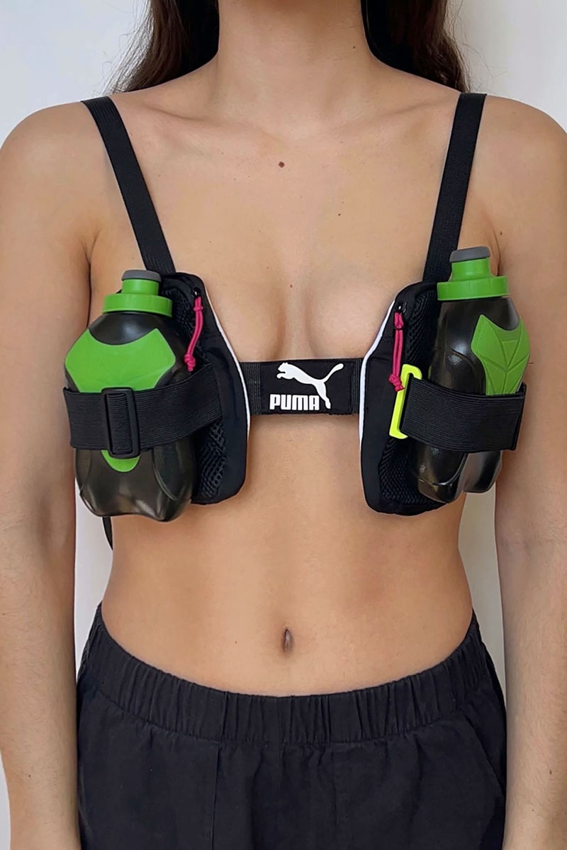 nicole mclaughlin puma upcycled sports bras collaboration women win green black