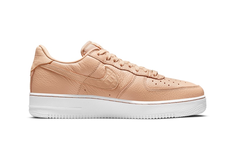 nike air force 1 af1 craft bucket tan beige leather white medial sides swoosh details