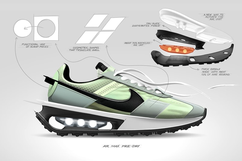 nike air max pre-day volt green black white illustration making