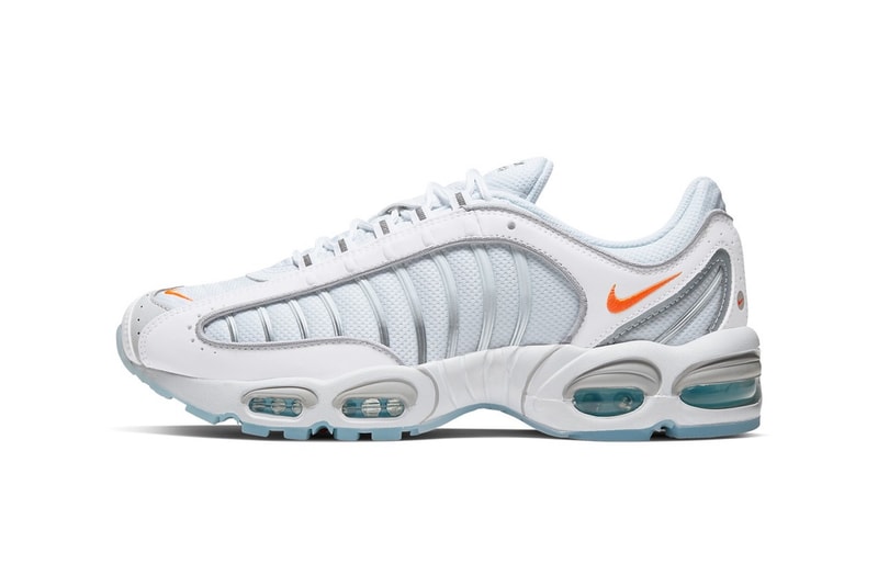 nike air max tailwind iv sneakers platinum tint white silver orange colorway footwear shoes kicks sneakerhead lateral