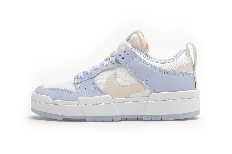 nike dunk low disrupt womens sneakers pastel purple pink white colorway shoes sneakerhead kicks footwear lateral