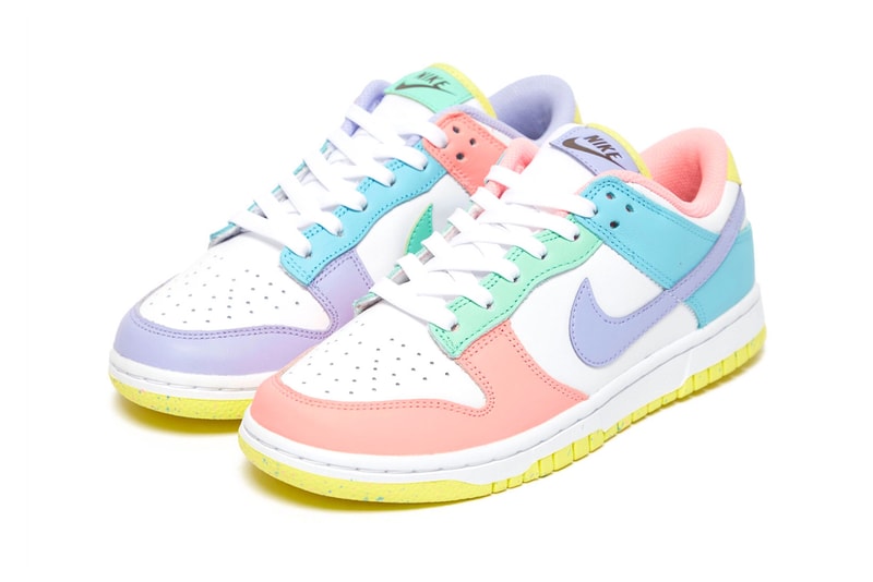 nike dunk low womens sneakers light soft pink pastel blue purple green yellow white footwear sneakerhead kicks shoes lateral