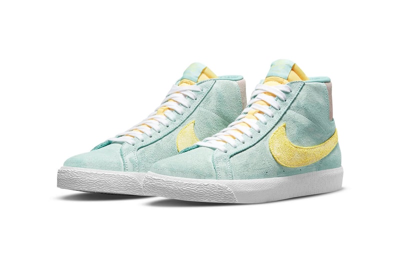 nike sb zoom blazer mid premium sneakers pastel green yellow pink white footwear shoes sneakerhead lateral