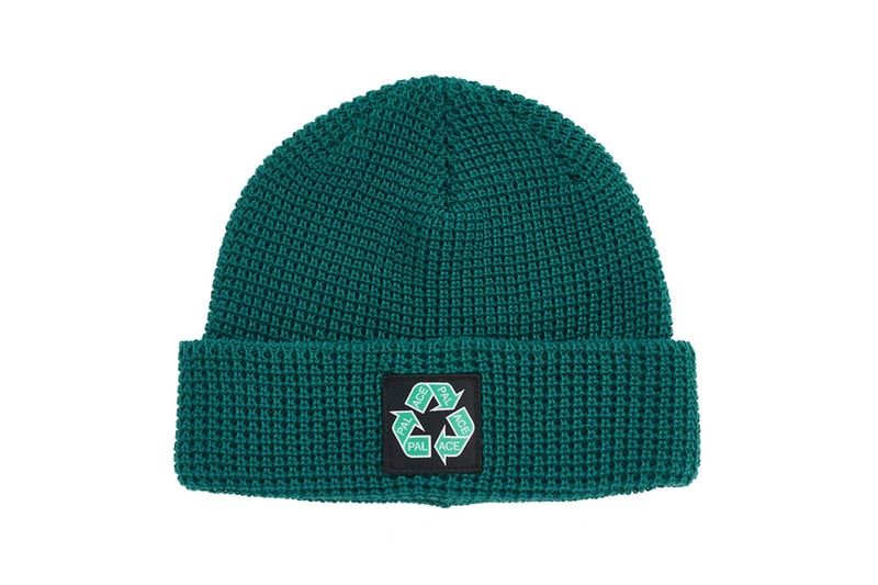 palace spring drop 4 collection logo beanie hat recycle green