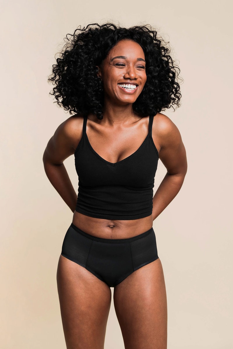 proof period underwear panties leakproof sustainable brief black tank top