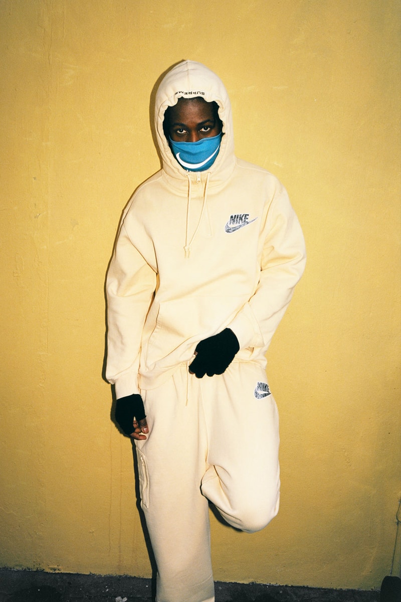 supreme nike collaboration spring drop hoodie sweatpants neck warmer mask