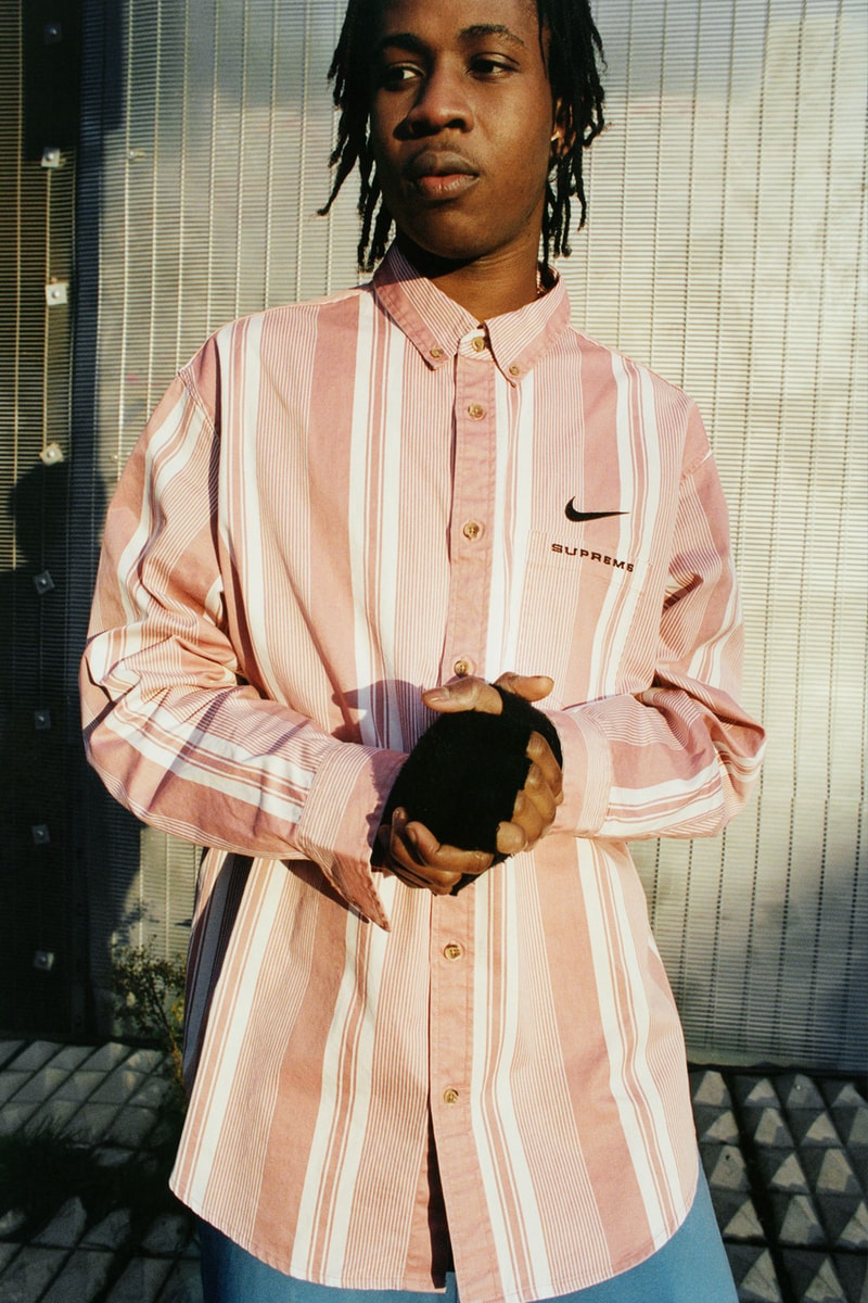 supreme nike collaboration spring drop shirt stripes logo