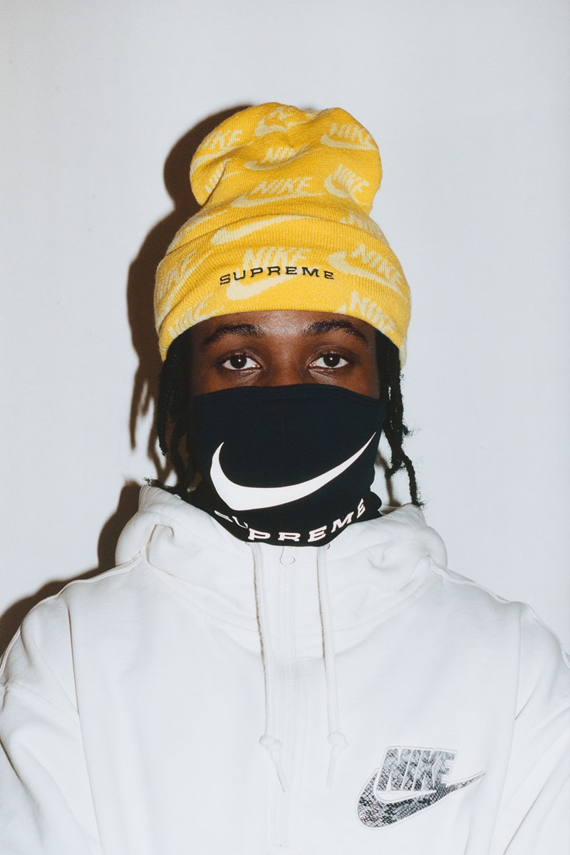 supreme nike collaboration spring drop beanie logo mask neck warmer