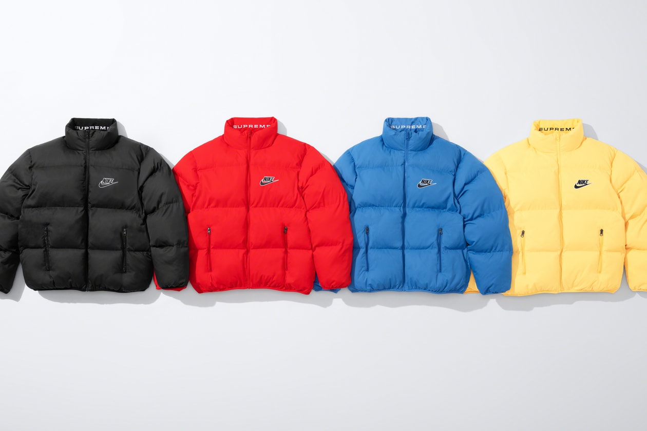 supreme nike spring collaboration hoodies puffer jackets tracksuit accessories release where to buy info