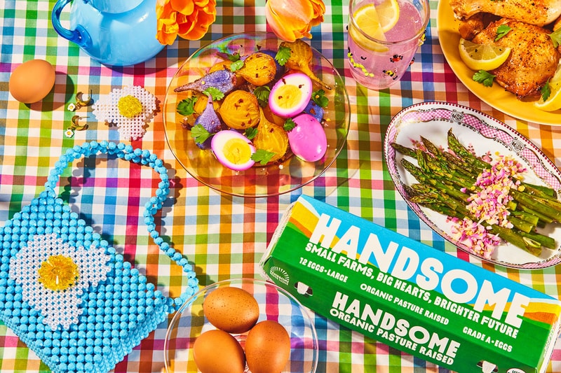susan alexandra handsome brook farms accessories collaboration beaded bag hair clip earrings eggs food
