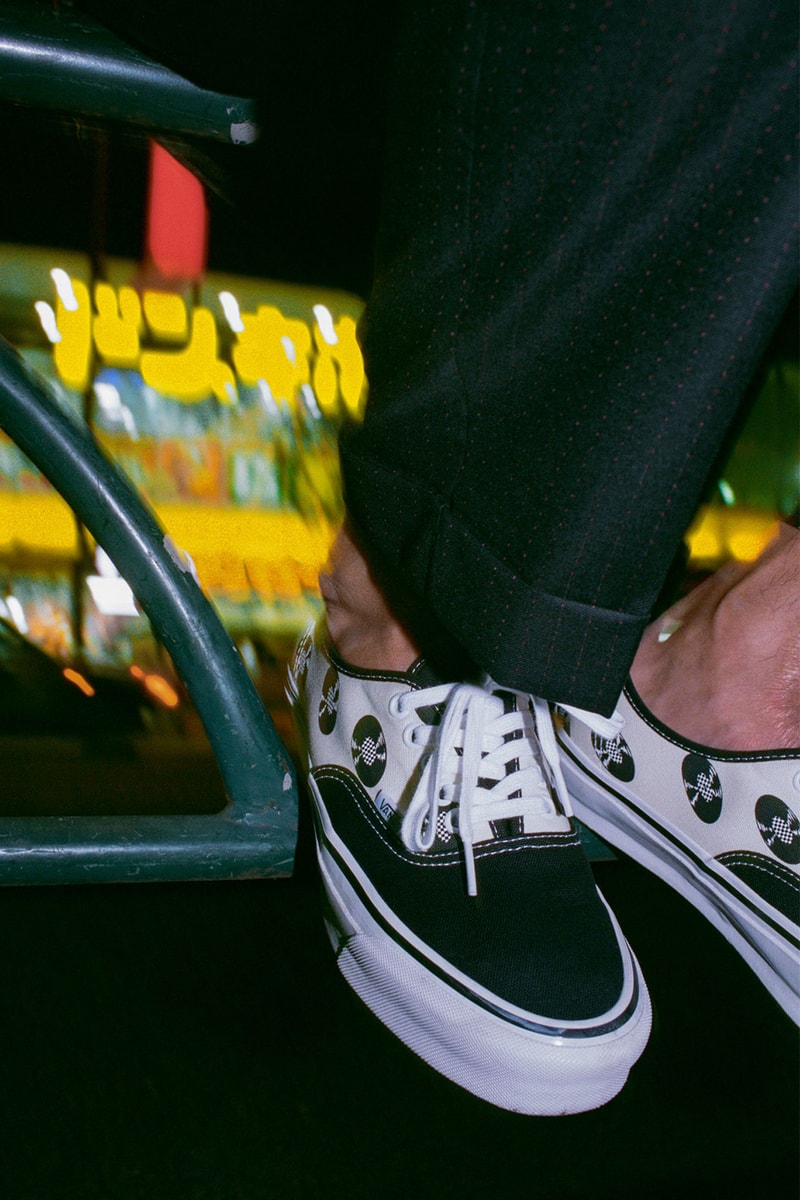 vault by vans wacko maria sneakers collaboration og authentic lx white logo on foot