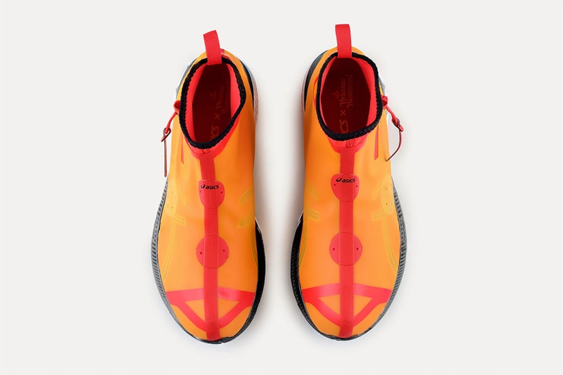 vivienne westwood asics gel kayano 27 ltx sneakers collaboration orange top view details upper