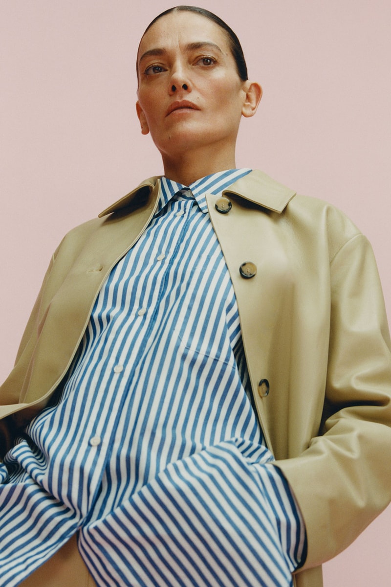 arket 2021 spring graphics collection lookbook striped shirt leather jacket