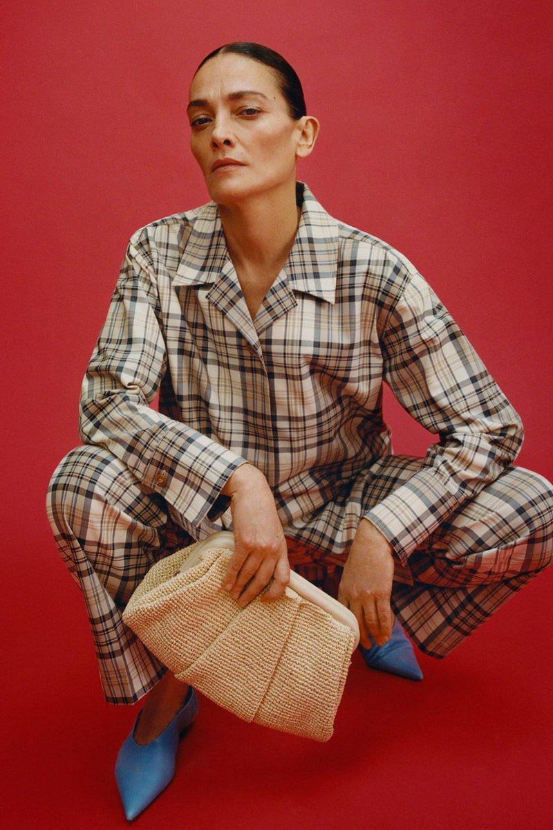 arket 2021 spring graphics collection lookbook plaid check suit clutch bag