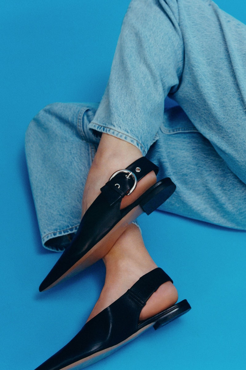 arket 2021 spring graphics collection lookbook black slingback flats trousers