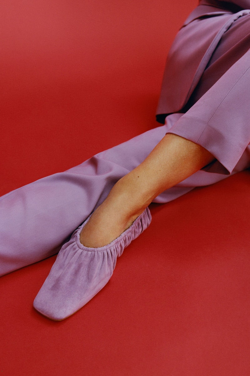 arket 2021 spring graphics collection lookbook ballerina flats purple