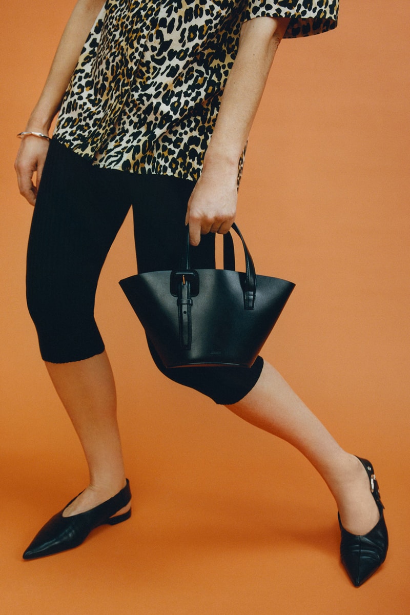 arket 2021 spring graphics collection lookbook leopard animal print handbag flats
