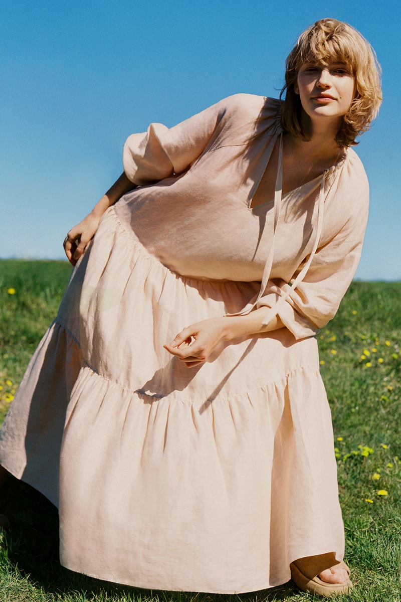 arket spring summer 2021 ss21 linen collection womenswear dress beige grass sky