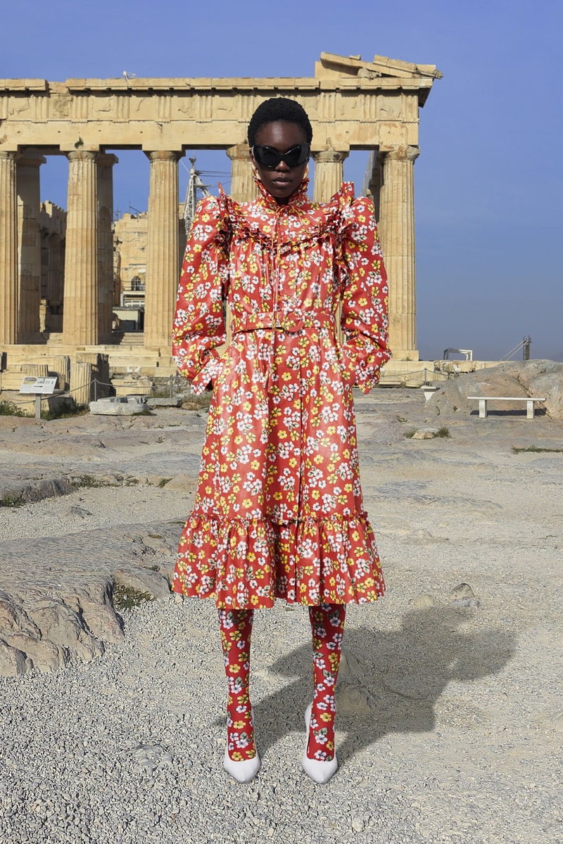 balenciaga pre-fall 2021 collection demna gvasalia floral dress tights