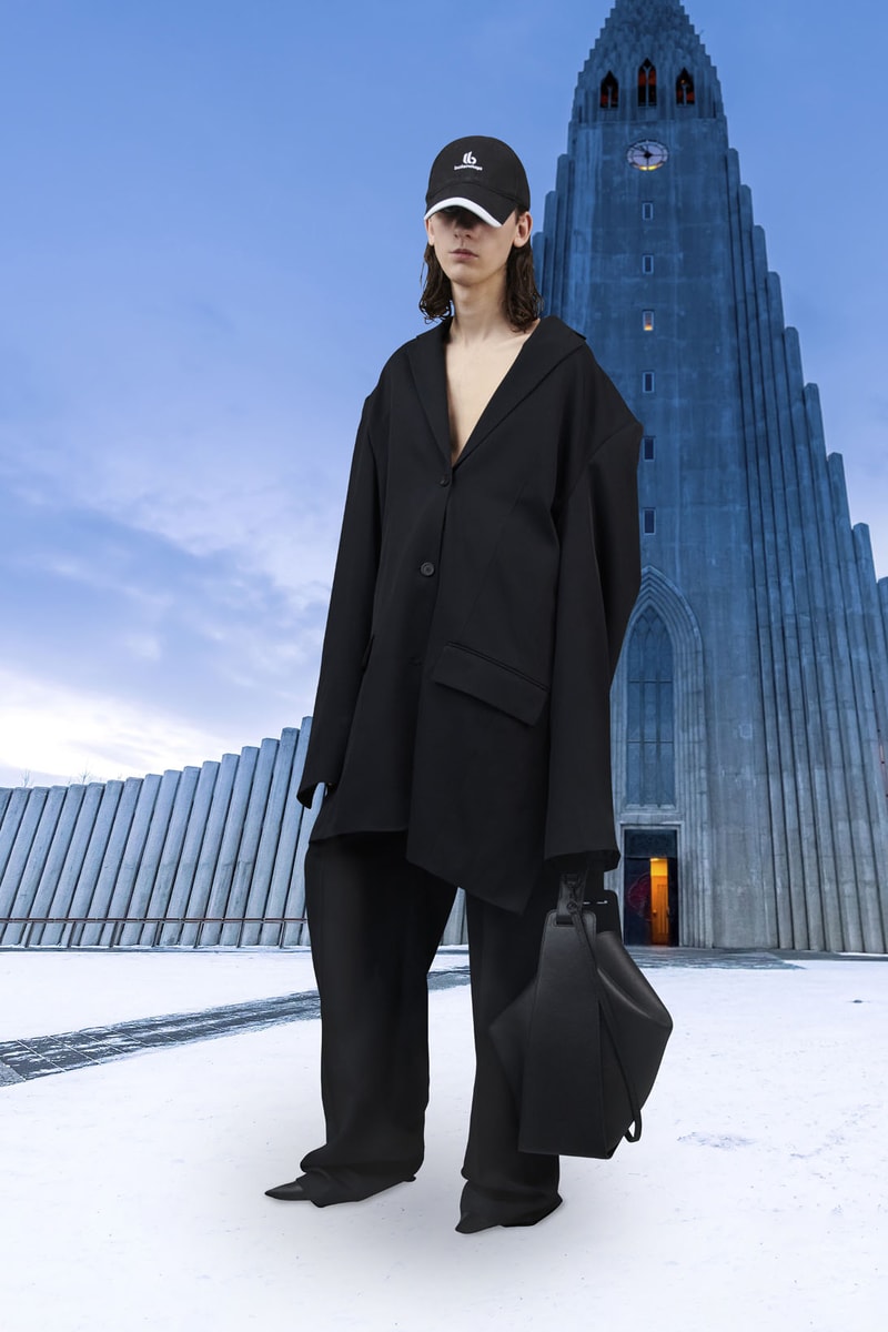 balenciaga pre-fall 2021 collection demna gvasalia all black trousers bag hat