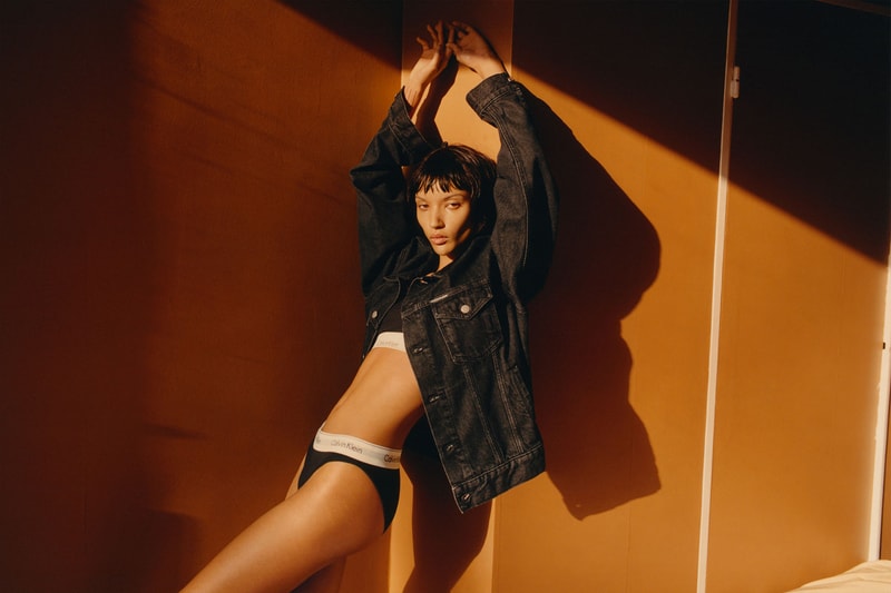 calvin klein ck underwear ss21 collection campaign logo panties briefs bra denim jacket
