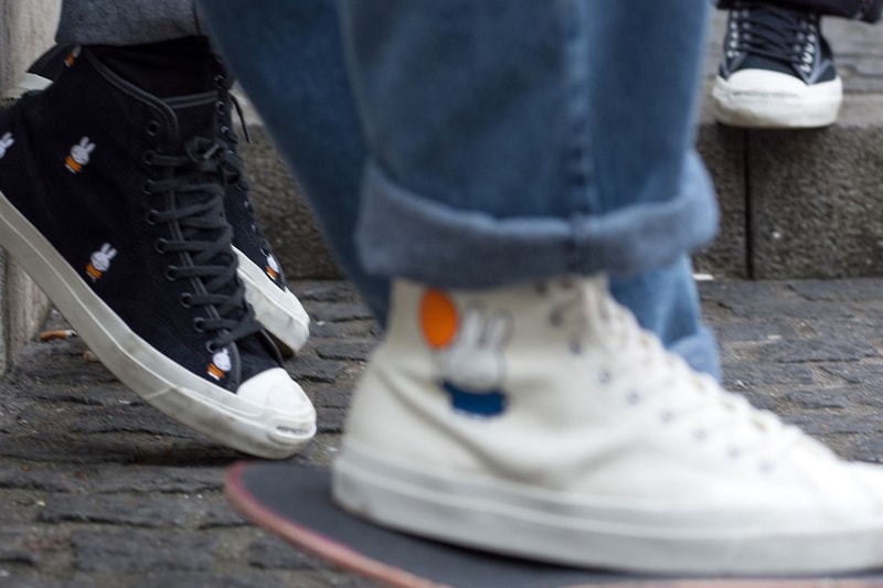 converse miffy jack purcell pro hi pop trading company sneakers collaboration footwear kicks shoes sneakerhead white black