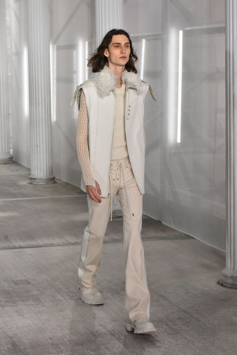 dion lee fall winter 2021 fw21 collection runway leather vest fur pants