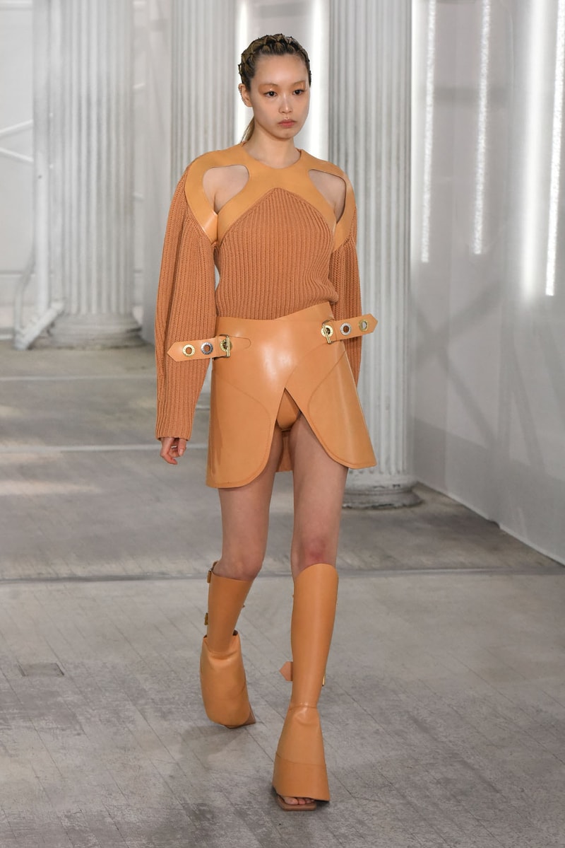 dion lee fall winter 2021 fw21 collection runway knitwear sweater cut out leather